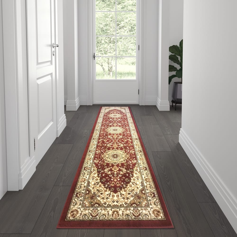 Multipurpose Persian Style Olefin Medallion Motif Area Rug