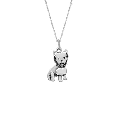 Sterling Silver Yorkie Dog Pendant Necklace