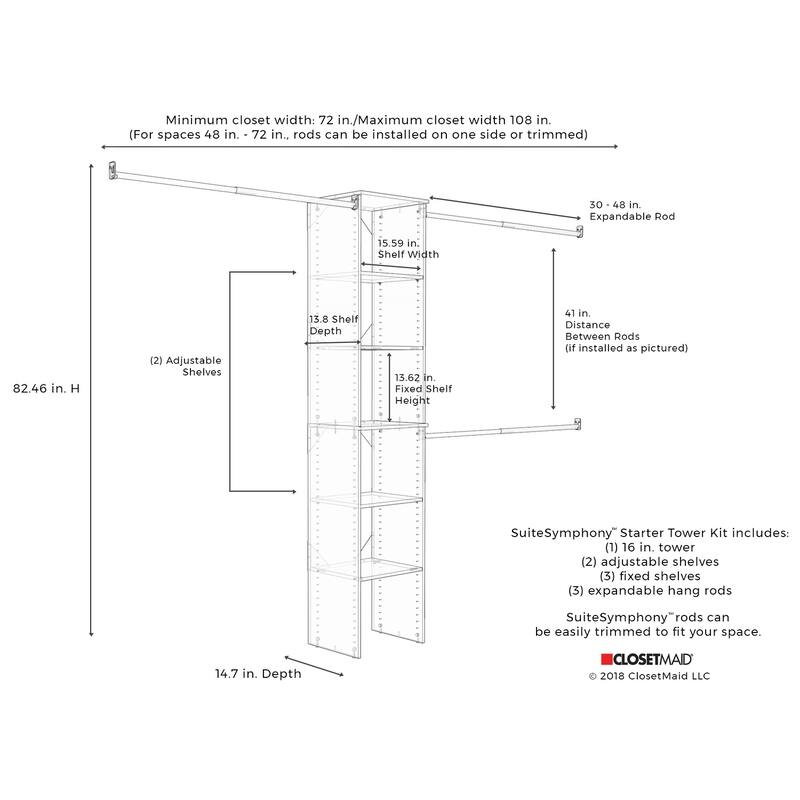 ClosetMaid SuiteSymphony Starter Closet 16-inch Wide Tower Kit