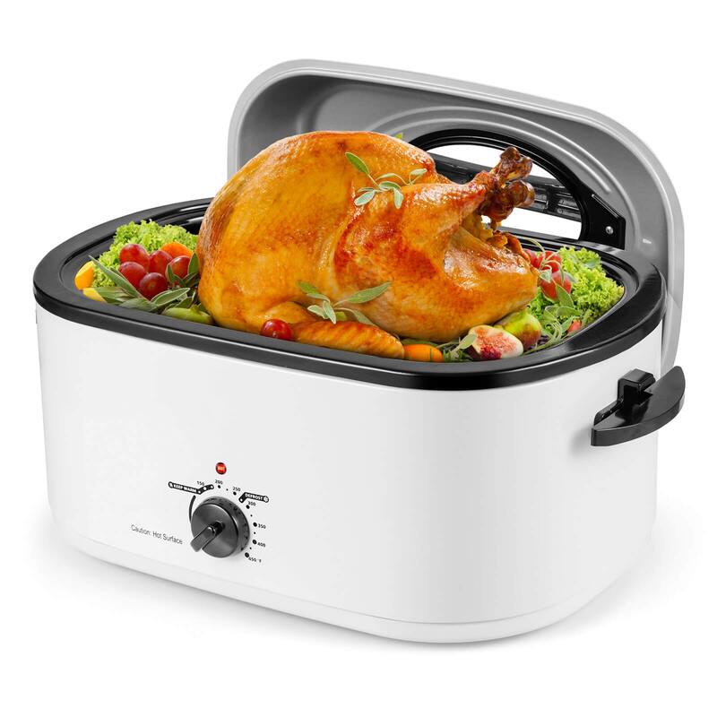 Costway 22 QT Electric Roaster Oven with Visible & Self-Basting Lid, - See Details - White