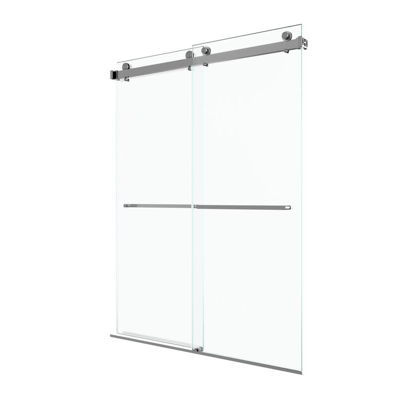 GDFStudio - Modern Minimalist Frameless Double Sliding Shower Door with 3/8" SGCC Tempered Glass & Stainless Steel Hardware