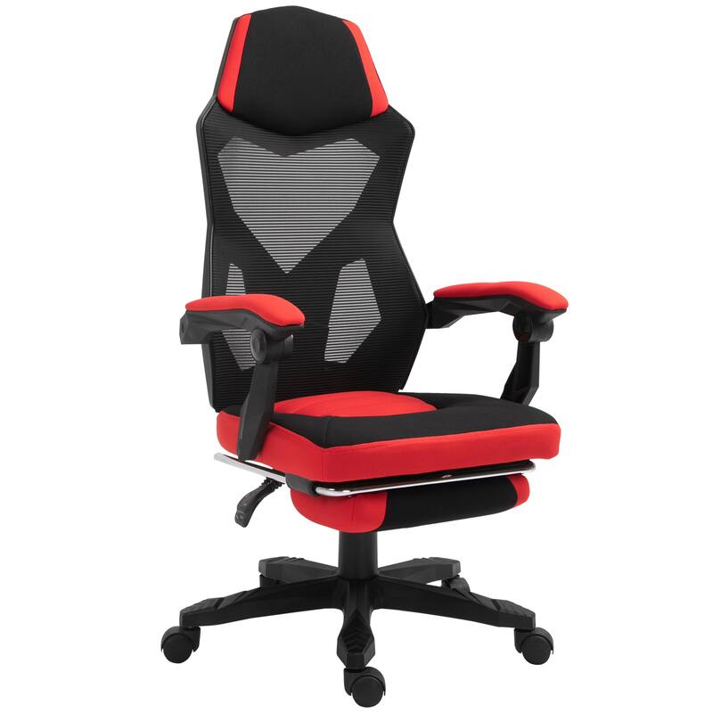 Vinsetto Home Office Chair Adjustable Height Recliner with Retractable Footrest, Mesh Back