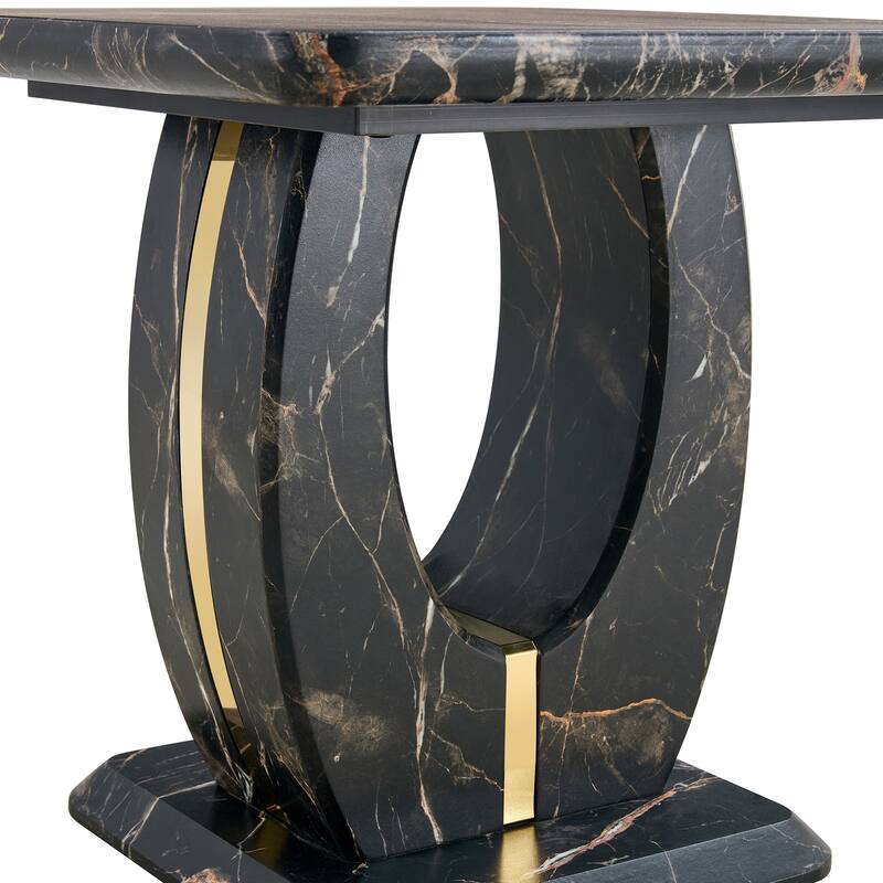 23.6" Modern Square Coffee Table with Gold Plated Decorative Strips for Living Room