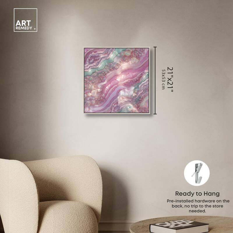 Pink and Mint Crystal I Canvas by Art Remedy