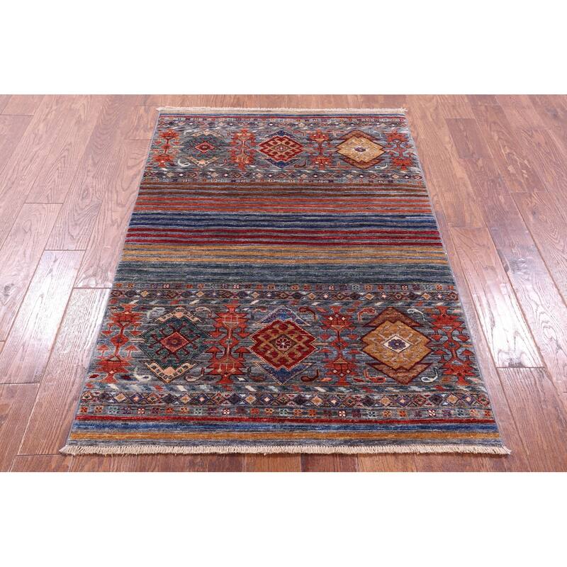 Golden Nile Khorjin Persian Gabbeh Hand Knotted Wool Rug - 3' 3" X 4' 10"