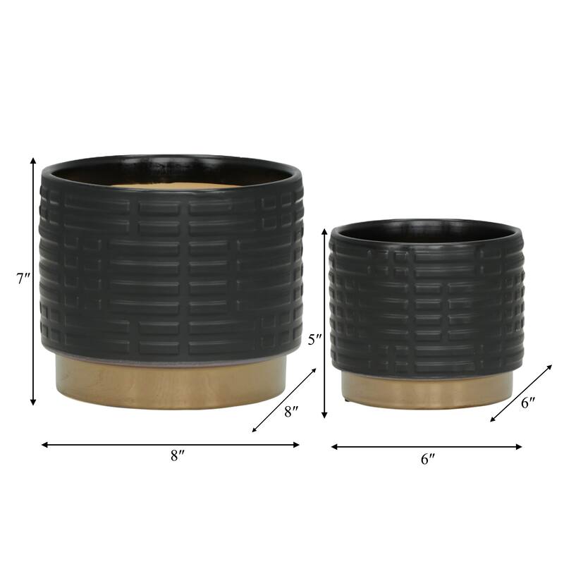 Sagebrook Home Modern Neutral Ceramic Planter Set of 2 - 8"x8"x7"