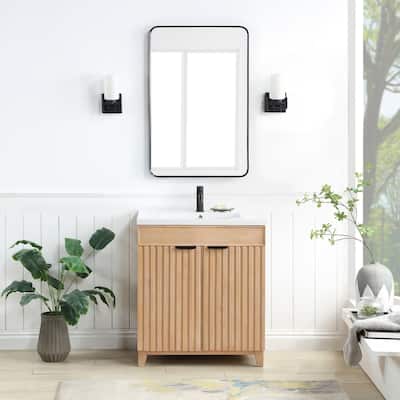 Palos Single Bath Vanity with Ceramic Basin Top and Mirror