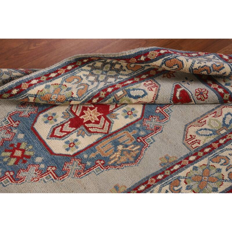 Grey Kazak Oriental Accent Rug Handmade Wool Carpet - 3'1"x 4'10"