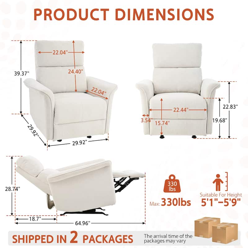 Manual Rocker Recliner Chair for Adults, Single Sofa Nursery Recliner Chair
