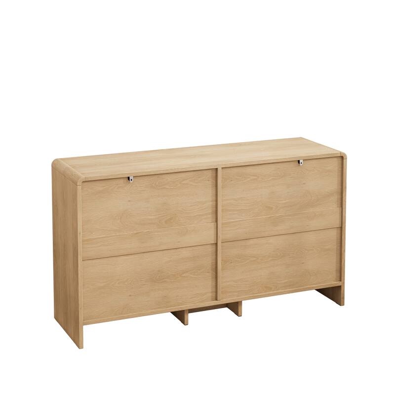 6 Drawer Double Dresser for Bedroom / Arc Shaped Corner Rattan Dresser Cabinet / Boho Chest of Drawers