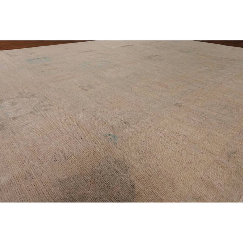 Vegetable Dye Oushak Area Rug Handmade Floral Wool Carpet - 9'2" x 12'2"