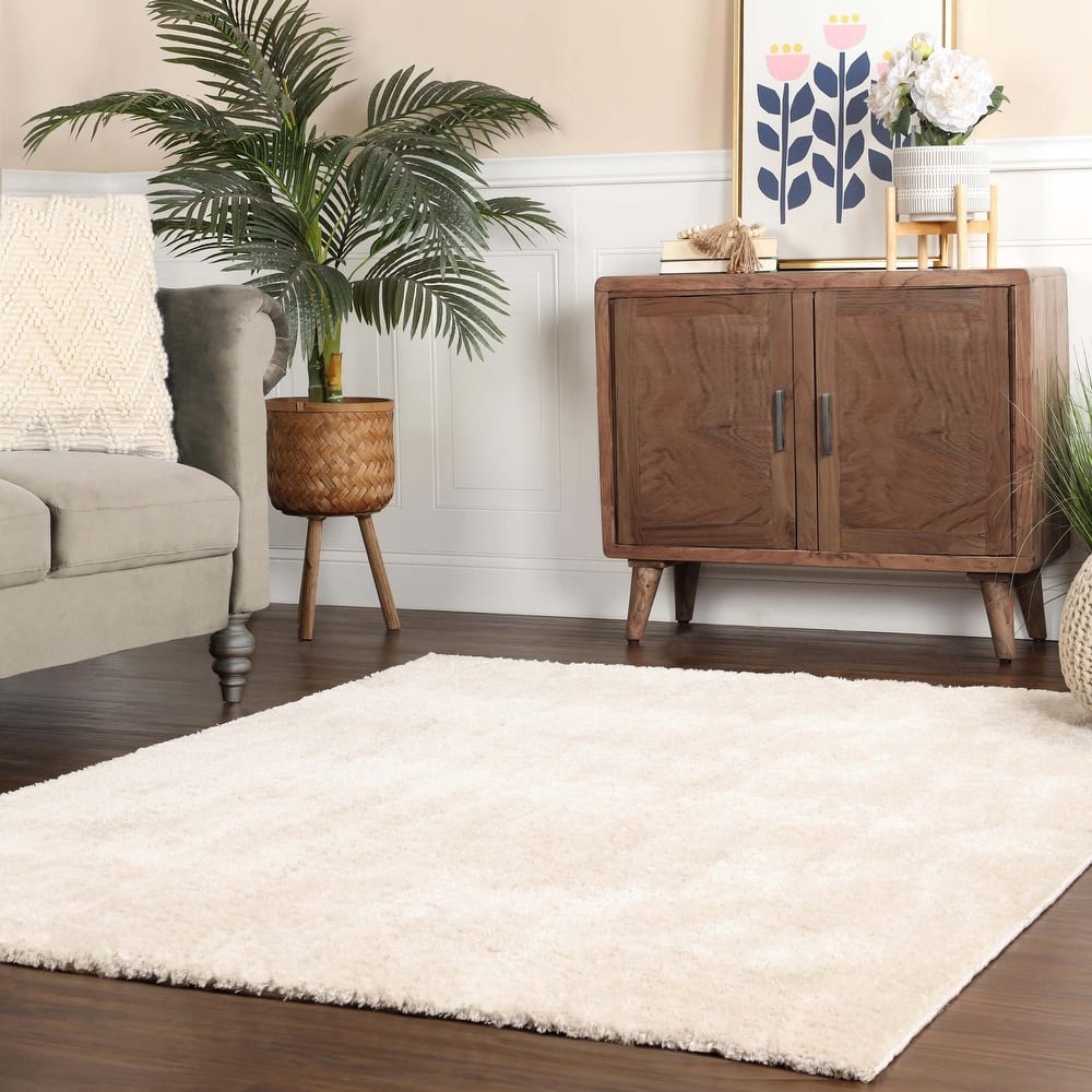Superior California Shag Solid Plush Non-Slip Indoor Runner or Area Rug