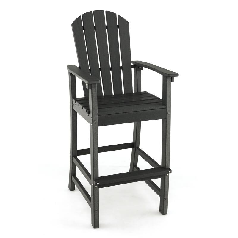 Gymax 2PCS HDPE Bar Height Stool Tall Chair Armrest Footrest All