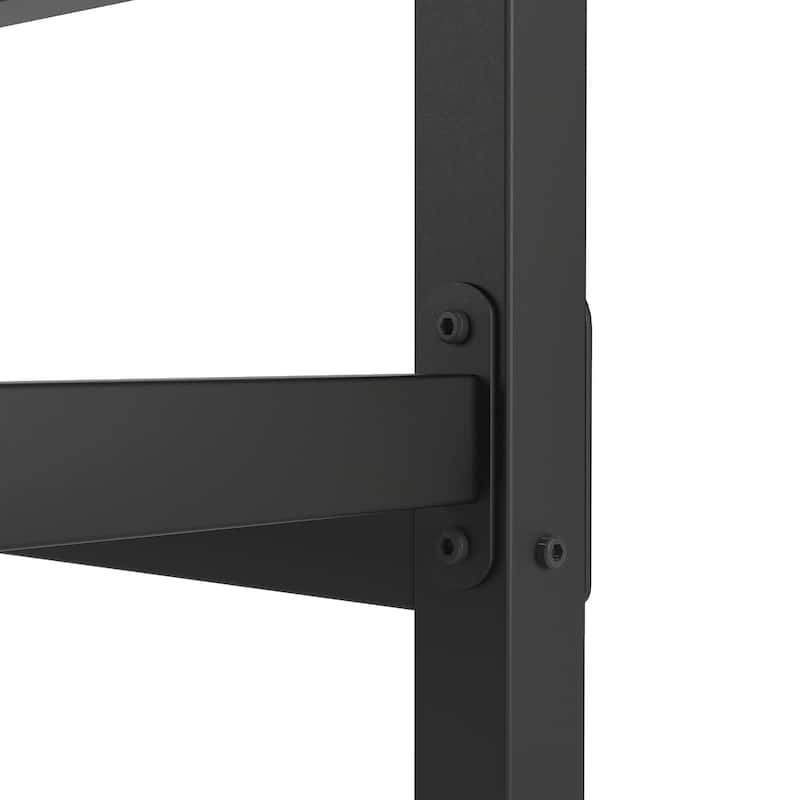 Black Metal Platform Bed Frame with Headboard, Modern Industrial Bed