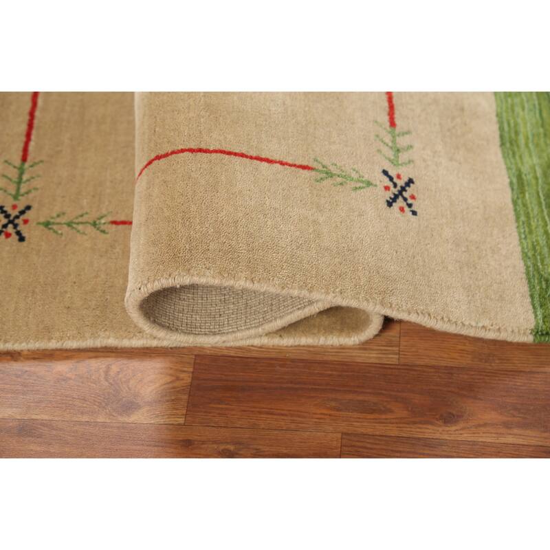 Striped Gabbeh Indian Accent Rug Handmade Wool Carpet - 4'0"x 5'9"