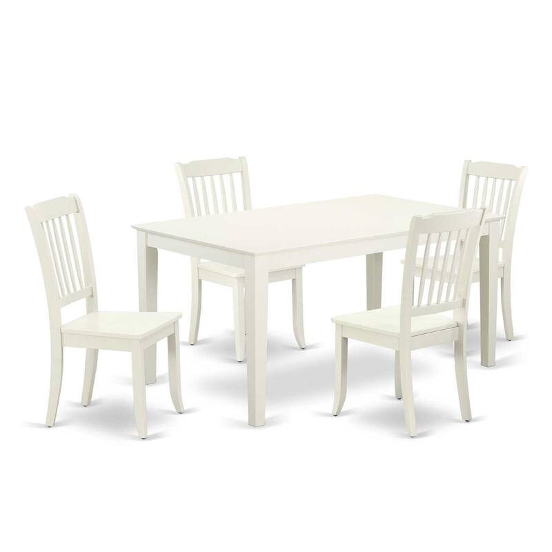 Rectangular Dining Set 5 Piece - 60 Inch Table & 4 Chairs - Modern Farmhouse Style