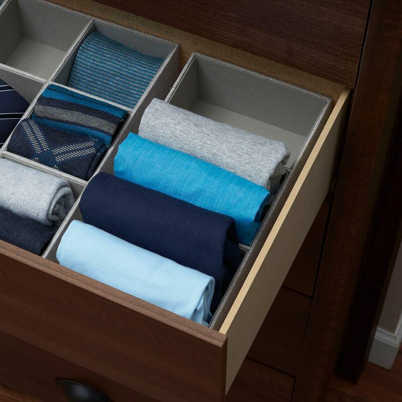Household Essentials Accessory Organizer with Fabric Covering and Three Compartments - 12.0"L x 6.0"W x 3.0"H