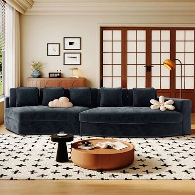 Upholstered Couches Chenille Jacquard Curved Couch, No Assembly Required