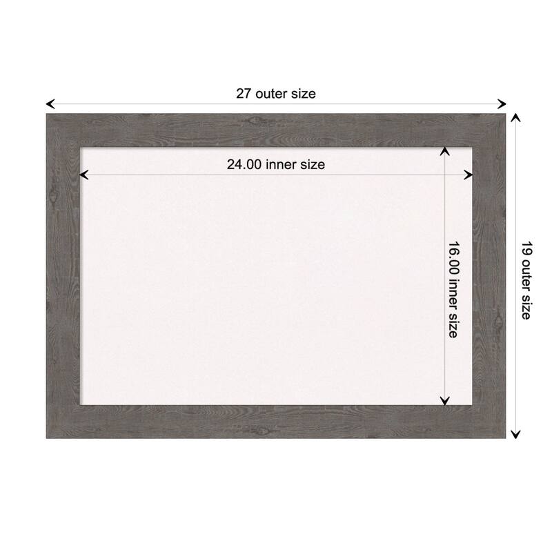 Rustic Plank Narrow Framed White Corkboard Bulletin Board - Rustic Plank Grey Narrow - Board Size 24x16