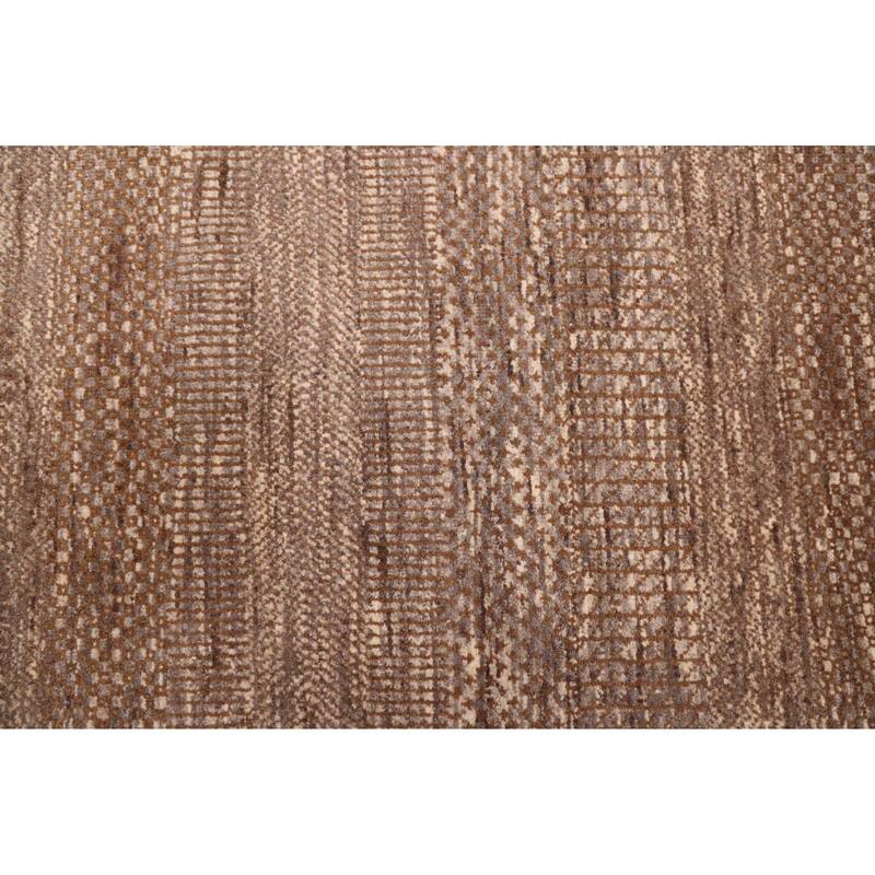 ECARPETGALLERY Hand-knotted Finest Silk Shadow Brown, Taupe Wool Rug - 7'10 x 10'0