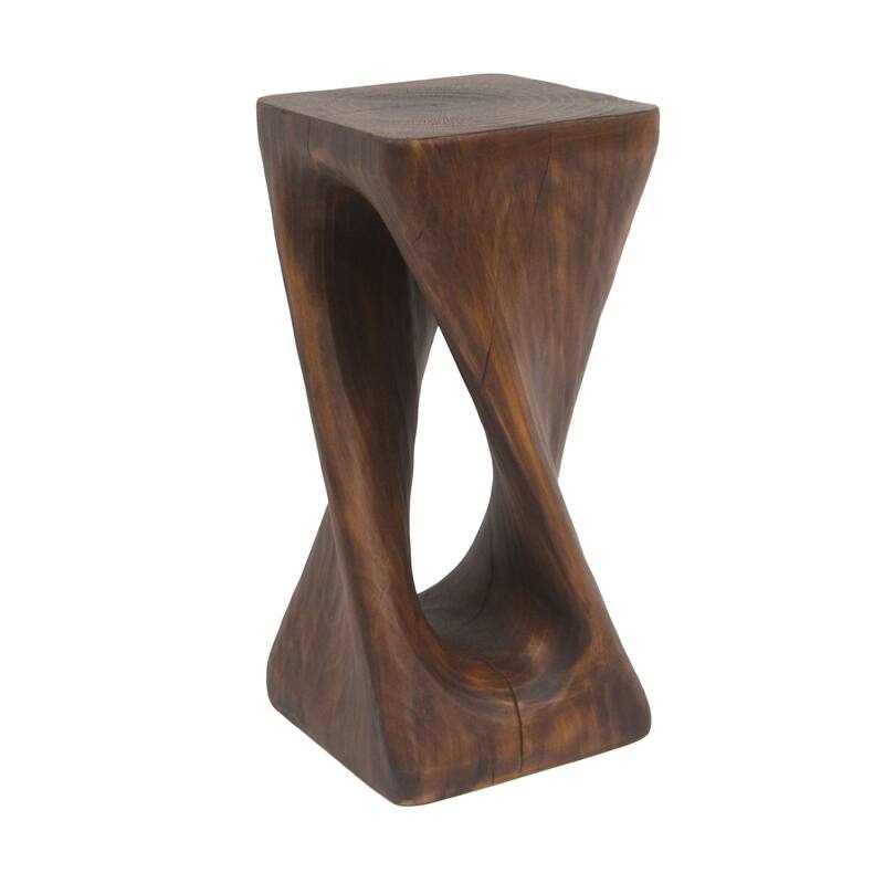 Christopher Knight Home - Stella Twisted Spiral Wood Grain Side Table - Antique brown_26.8" H - 26.80" H