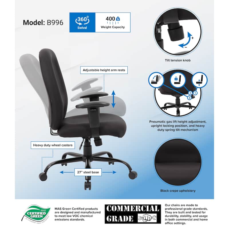 Boss Office Products Black Heavy Duty Task Chair