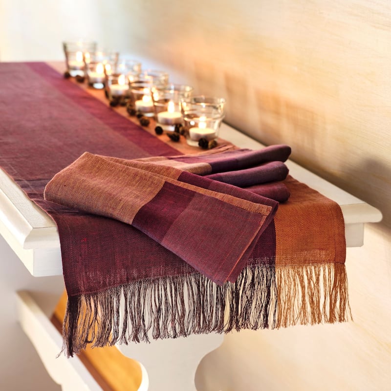 SERENE 100% Flax Linen Table Runner | Handmade | Fairtrade | Upcycled | Nature-Inspired Decor by Sustainable Threads