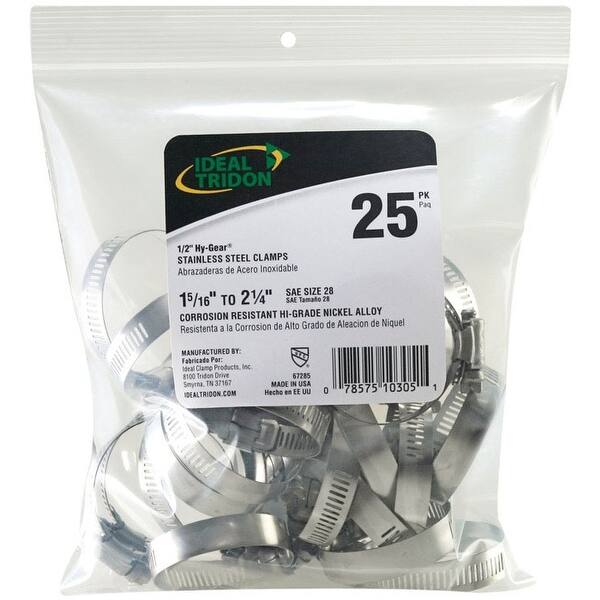 Ideal Tridon 64028H 25/BAG Hose Clamps, Stainless Steel Bed Bath