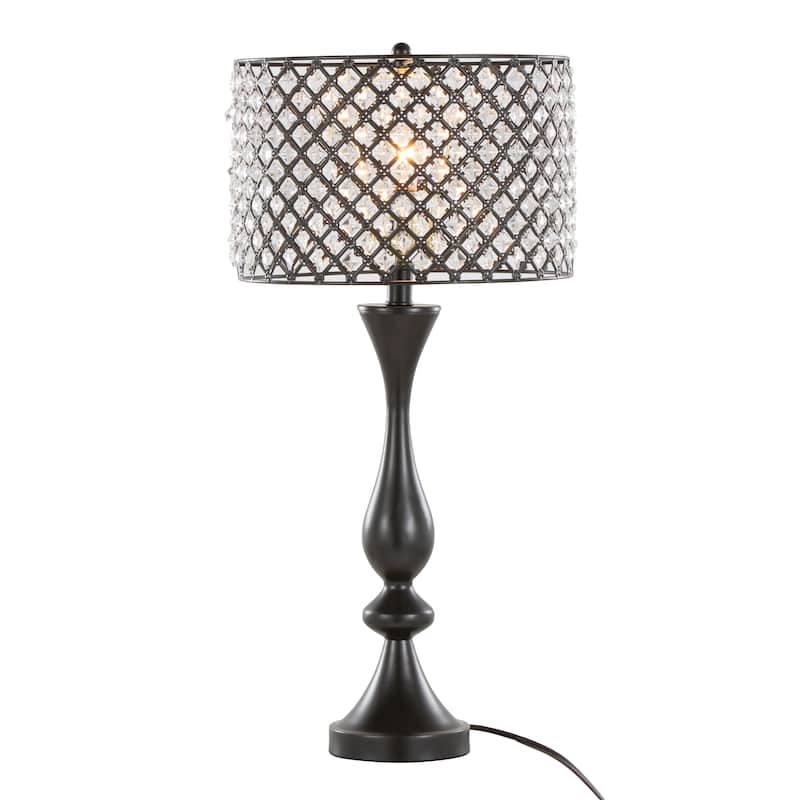 Silver Orchid Priya 27" Metal Table Lamp - Oil Rubbed Bronze/Clear Crystal