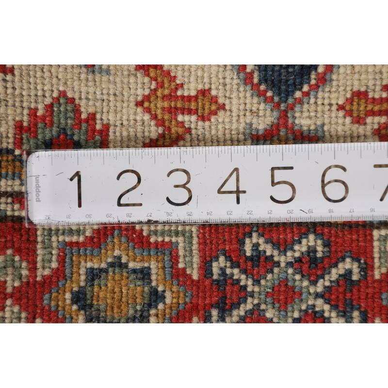 Geometric Kazak Runner Rug Hand-Knotted Wool Carpet - 2'1" x 5'10"