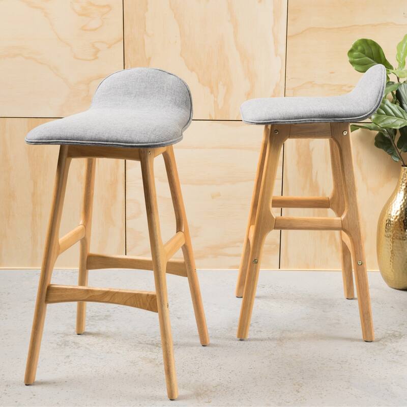 Anatoli Mid-century Modern Upholstered Barstool (Set of 2) by Christopher Knight Home - Grey