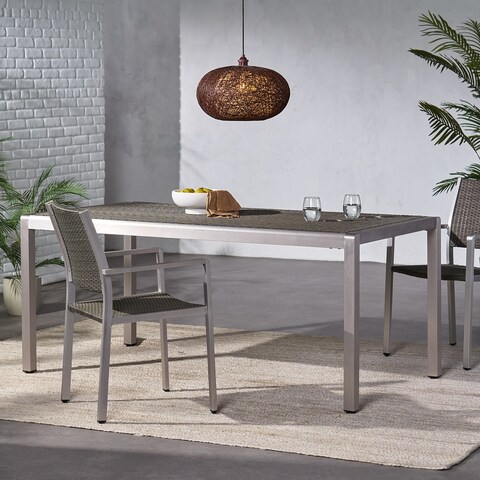 Cape Coral Outdoor Rectangle Aluminum Dining Table by Christopher Knight Home - 70.75" L x 35.25" W x 30.25" H