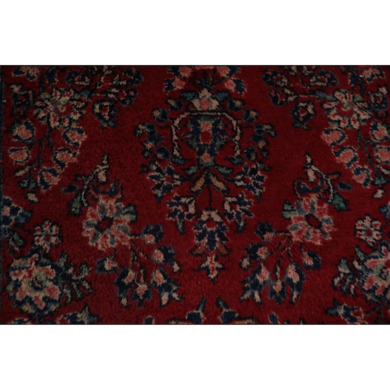 Hand Knotted Oriental 100% Wool Carpet Traditional All-Over Red Sarouk Runner Rug - 7' 6'' X 2' 8''