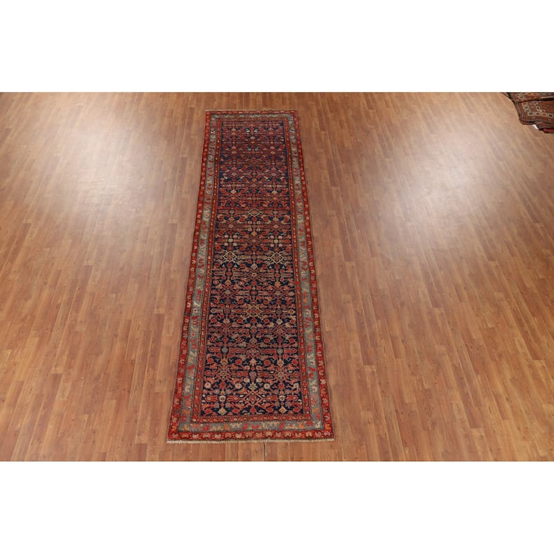 Malayer Antique Persian Runner Rug Hand-Knotted Wool Carpet - 3'7" x 12'11"