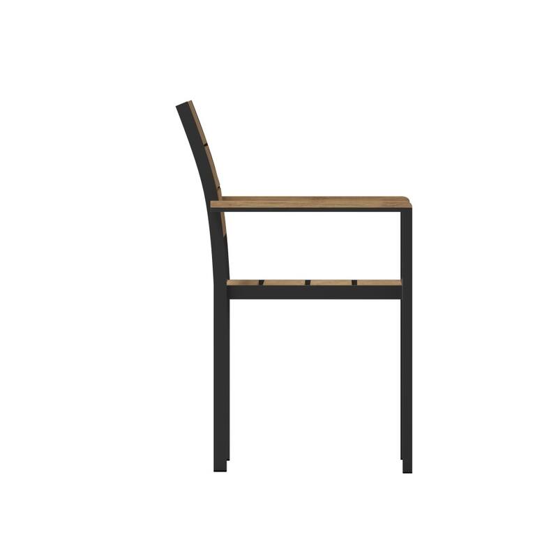 Commercial Grade Outdoor Faux Teak Patio Dining Chair with Arms
