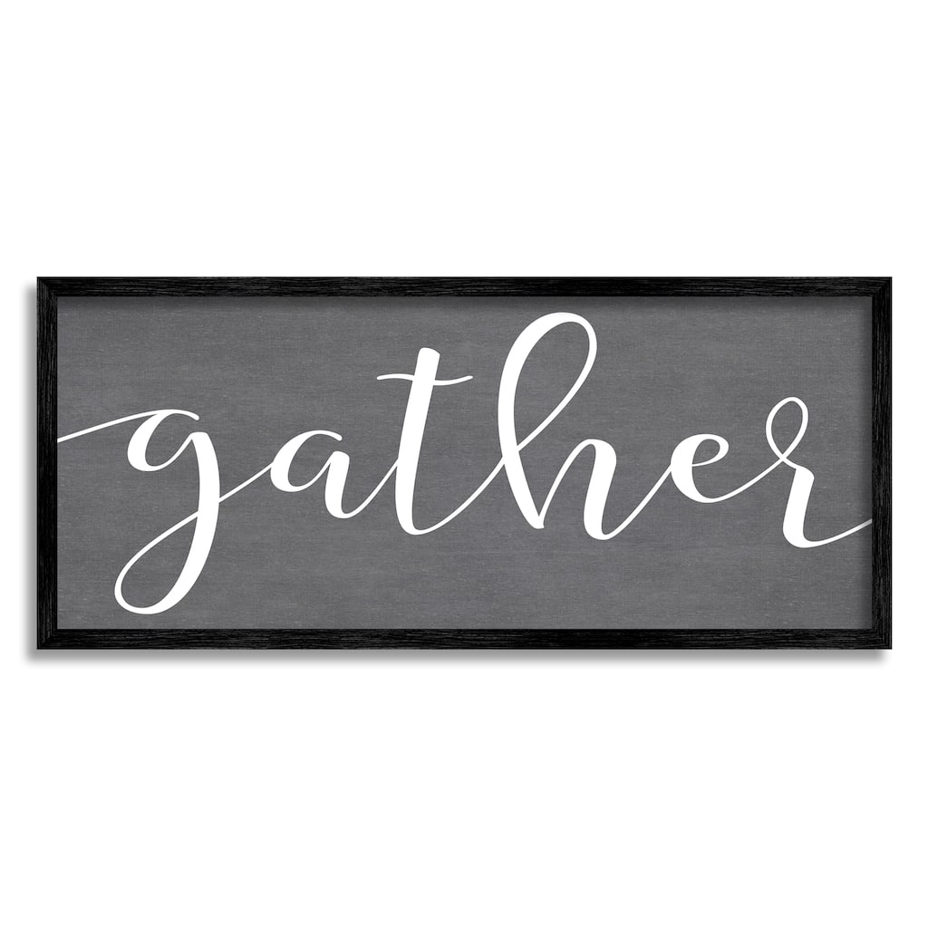 Stupell Gather Rustic Family Calligraphy Cursive Sign Framed Wall Art, Design by Lettered and Lined