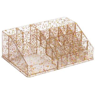 Sorbus 16 Slot Glitter Acrylic Makeup Organizer for Vanity and Bathroom - 8.75" L x 6" W x 3" H