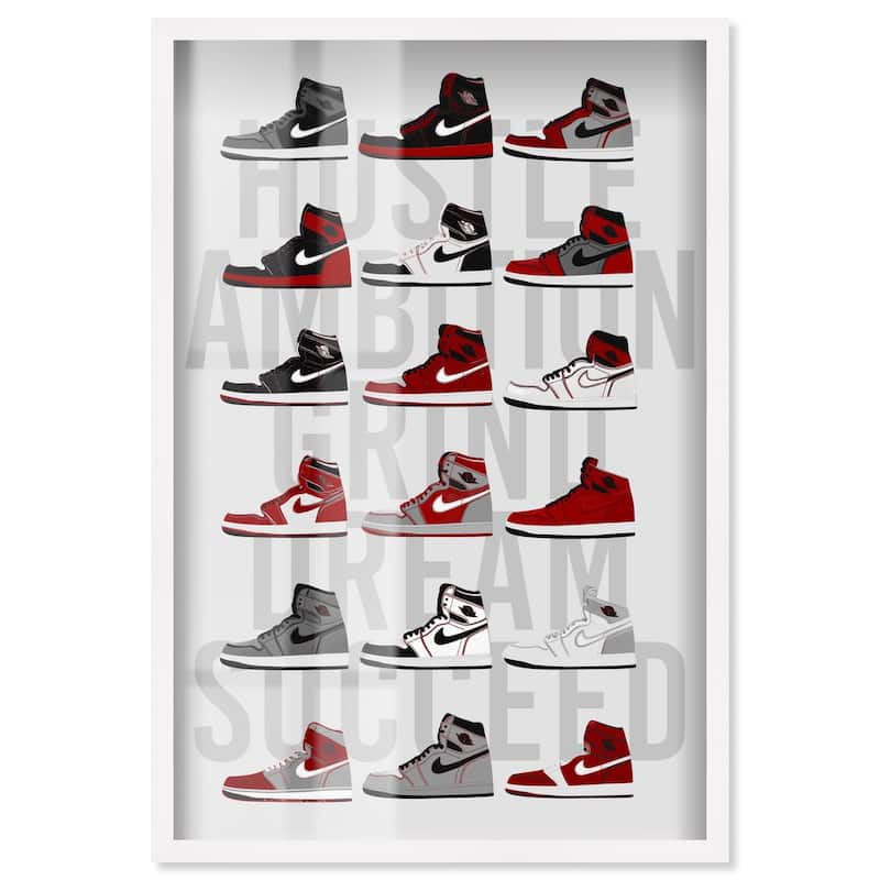 Ambition Grind Sneakers Shadowbox by Art Remedy - White - 16" x 24"