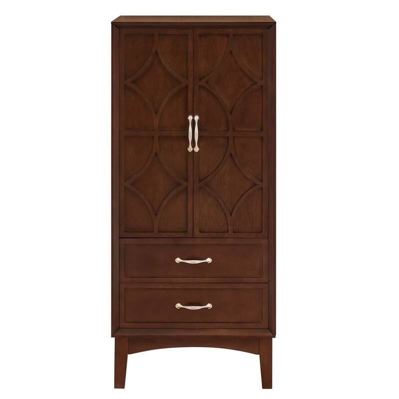 Mid Century Modern 53.5" Tall Kitchen Pantry Storage Cabinet with Doors and Drawers for Entryway Living Room Kitchen Garage