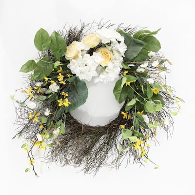 SAFAVIEH Faux 26-inch Hydrangea & Spring Blossom Wreath