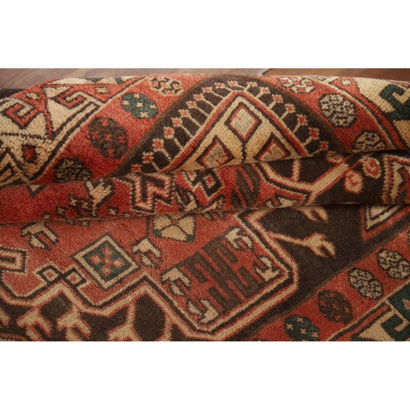 Ardebil Persian Vintage Runner Rug Hand-Knotted Wool Carpet - 3'7"x 10'7"