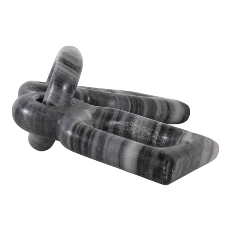 Marble Decorative Object Carved Chain Sculpture Home Decor - 16", Gray - 16.0"