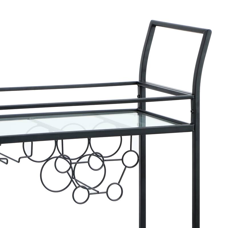 FirsTime & Co. Francesca Bar Cart, Metal Frame, Wood/Glass Top