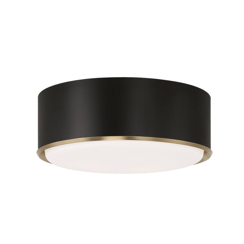 15"W x 6"H 3-Light Semi Flush Mount with Matte Brass Details and Frosted White Diffuser - 15.5"W x 5.75"H - Matte Brass and Black