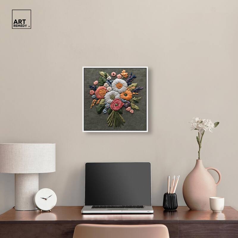 Stitched Bloom Bouquet II Canvas by Art Remedy