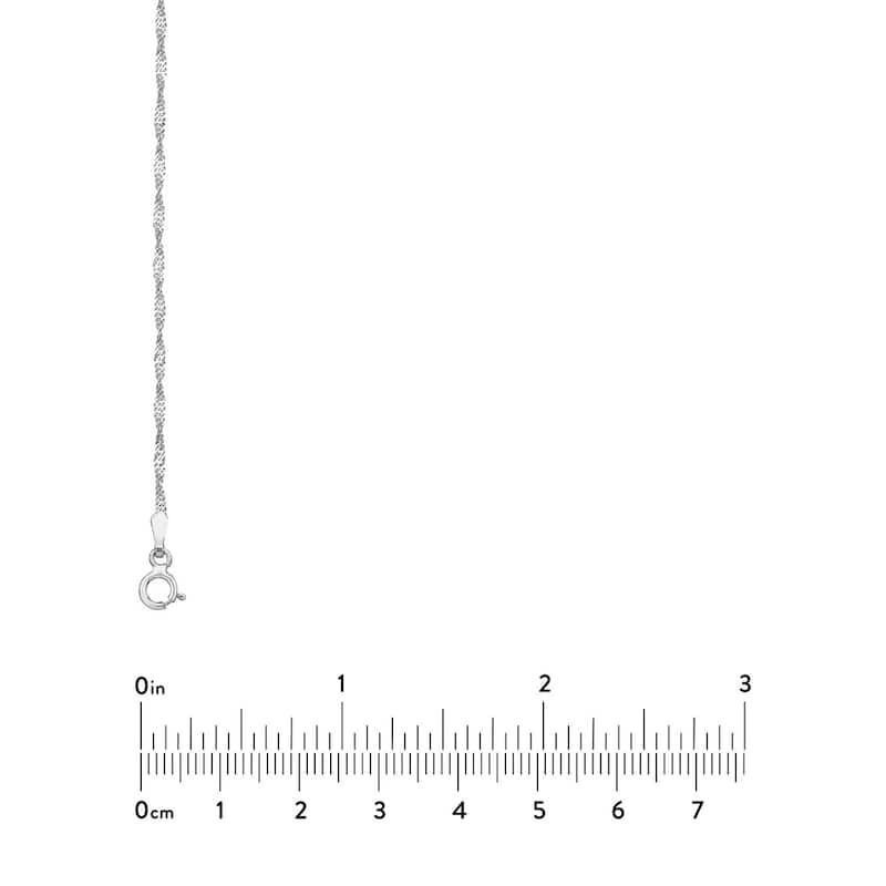 Curata 10k White Gold 1.4mm Singapore Chain Necklace (Spring Ring)