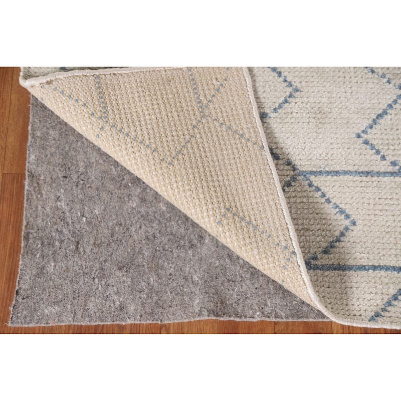 Beige Trellis Moroccan Oriental Area Rug Handmade Wool Carpet - 5'0"x 7'10"