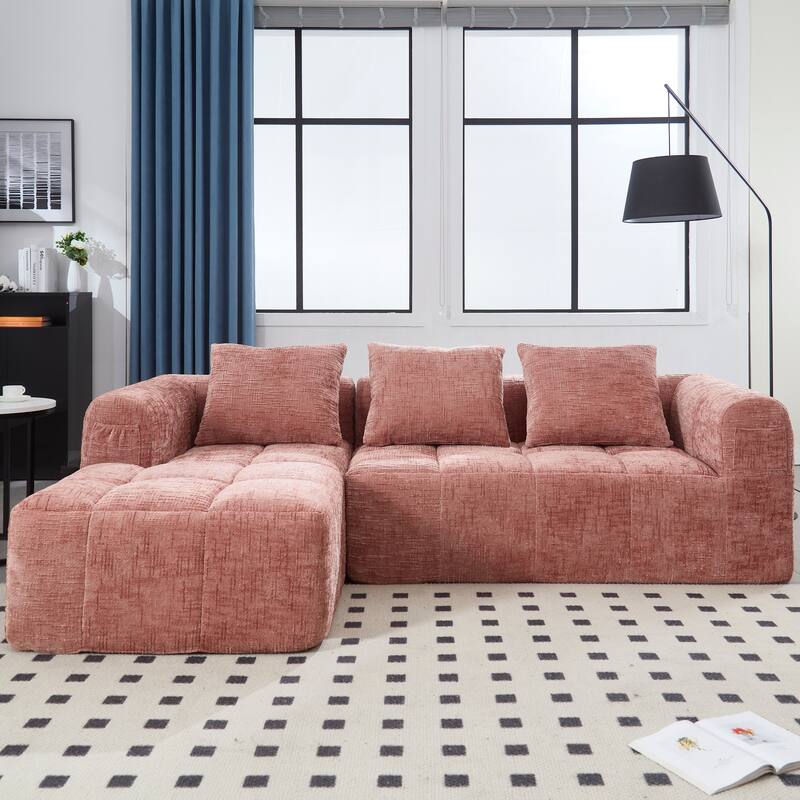 Chenille Fabric Modular L Shaped Sectional Sofa,Free Combination
