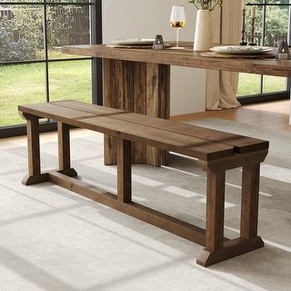 Solid Wood Dining Bench, 59" Entryway Bench Kitchen Table Seat for Dining/Living Room, Hallway,