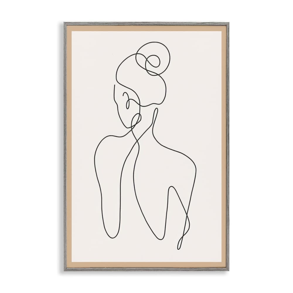 Stupell Minimal Woman Line Drawing Framed Giclee Art Design By LSR Creative Studio